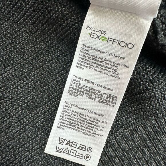 Exofficio Gray 1/4 Zip Long Sleeve Pullover Sweater Mock Neck Sz M Cable Knit - Picture 9 of 13